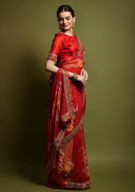 Saree red 1