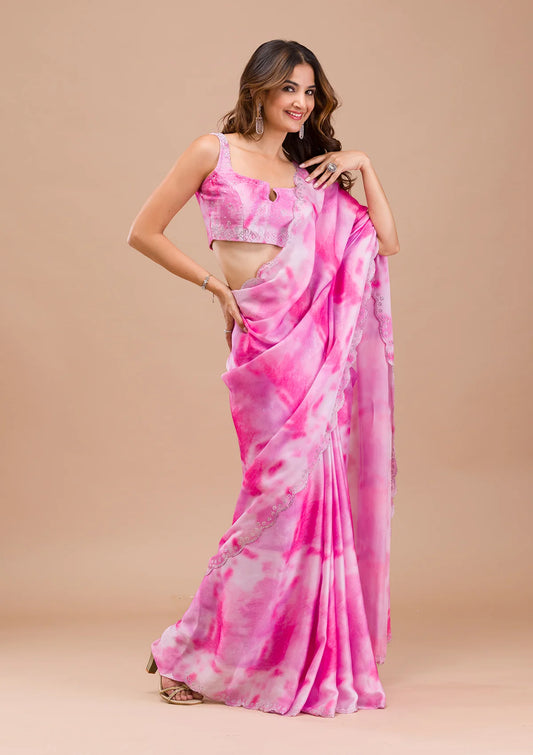 Saree pink Floral